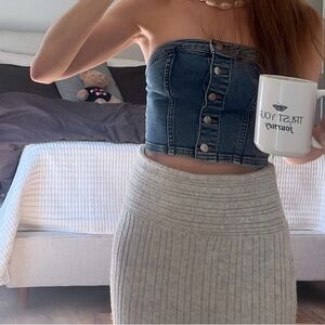 Divided Blue Denim Crop Top